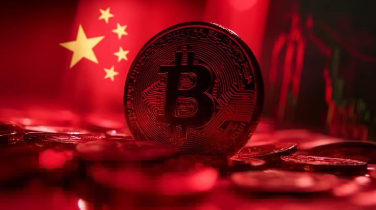 Čína pokles vlajka midjoureny bitcoin