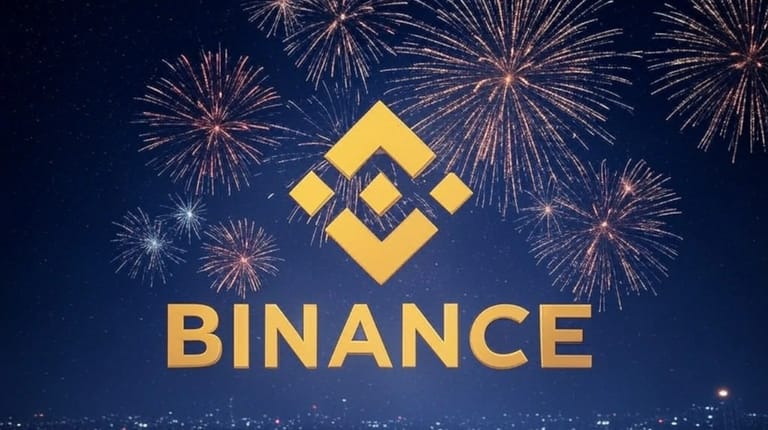 binance logo ohnostroj 2024 oslava grok