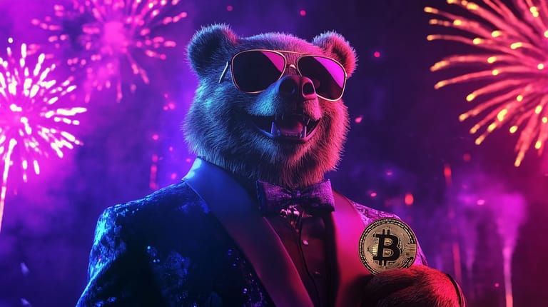 bitcoin btc medvěd ohňostroj midjourney