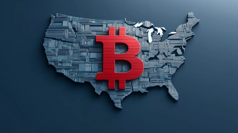 bitcoin btc usa etf pokles červená midjourney