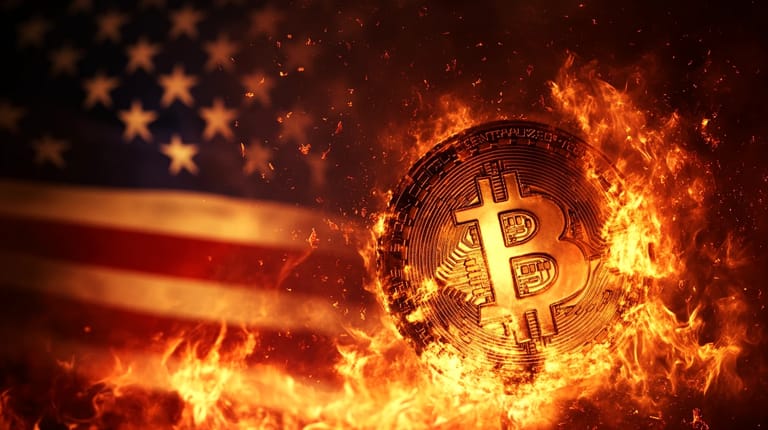 bitcoin btc vlajka USA propad midjourney