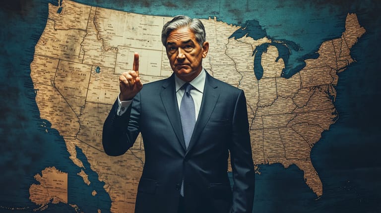 Fed Jerome Powell USA recese varování midjourney