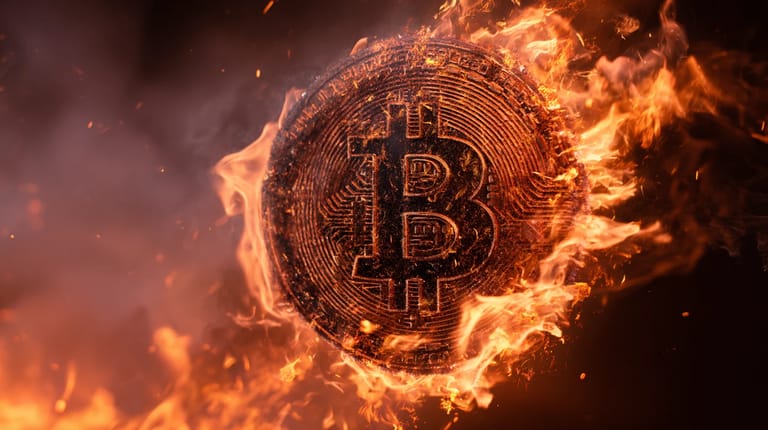 bitcoin btc oheň propad cena Midjourney