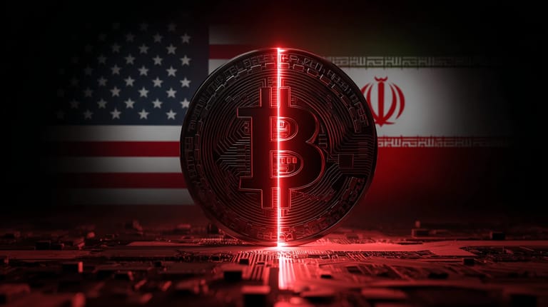 bitcoin btc usa iran vlajky propad cena Midjourney nahledovy obrazek