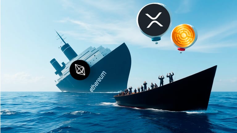 Cena Etherea klesá, XRP má rostoucí potenciál
