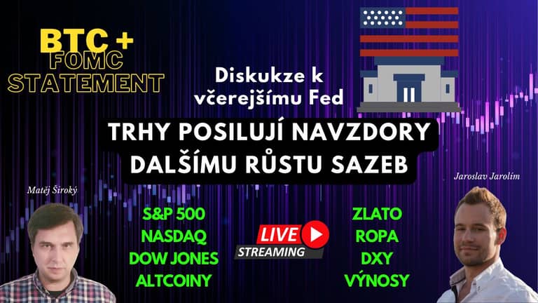 Bitcoin live stream – Trhy strmě posilují navzdory dalšímu růstu sazeb – Diskuze ke včerejšímu Fed