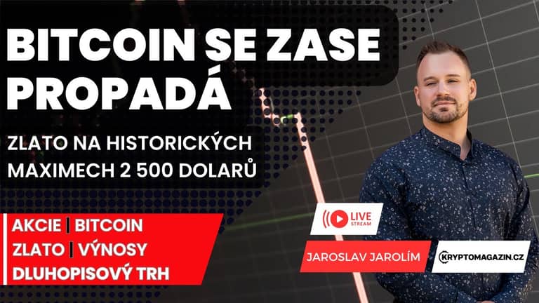 🔴Bitcoin se zase propadá | Zlato na historických maximech 2 500 dolarů