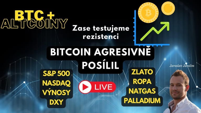 Bitcoin live stream – Bitcoin agresivně posílil – Zase testujeme rezistenci