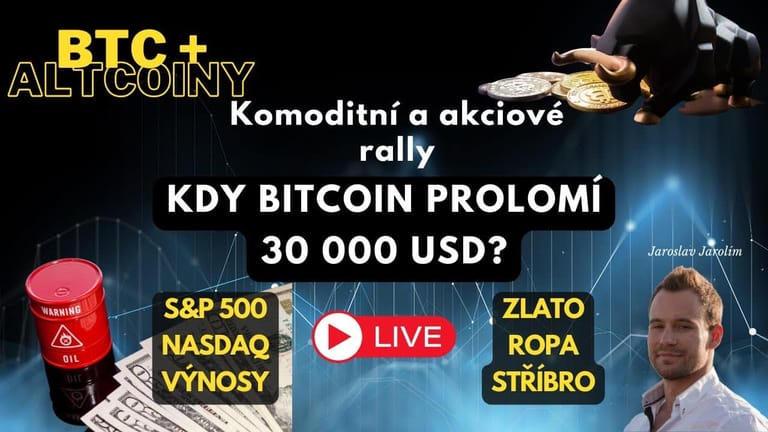 Bitcoin live stream – Kdy Bitcoin prolomí 30 000 USD? – Komoditní a akciové rally