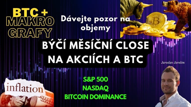 02.04.23 Analýza: #Bitcoin + makro grafy – Býčí měsíční close na BTC a akciích – Pozor na objemy