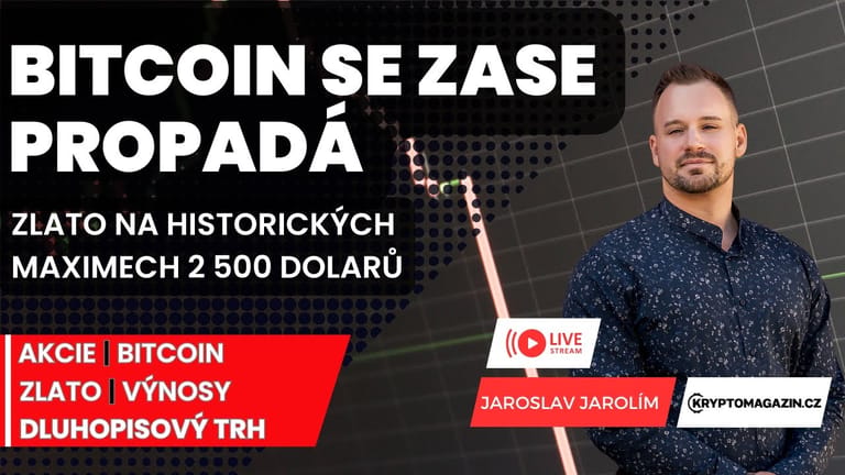 🔴Bitcoin se zase propadá | Zlato na historických maximech 2 500 dolarů