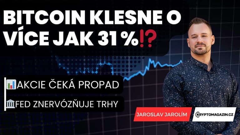 Klesne bitcoin o více jak 31 %? Proč akcie čeká hluboký propad?