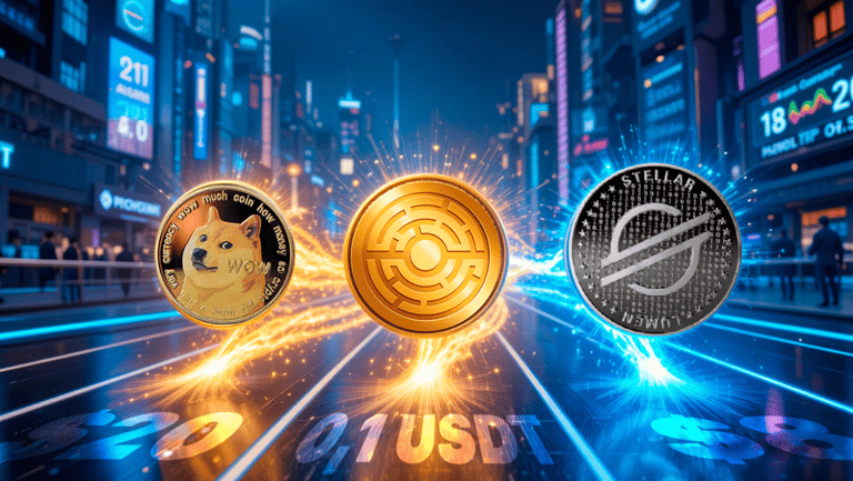 MTAUR, DOGE & XLM: Očekávají se brzy velké cenové pohyby?