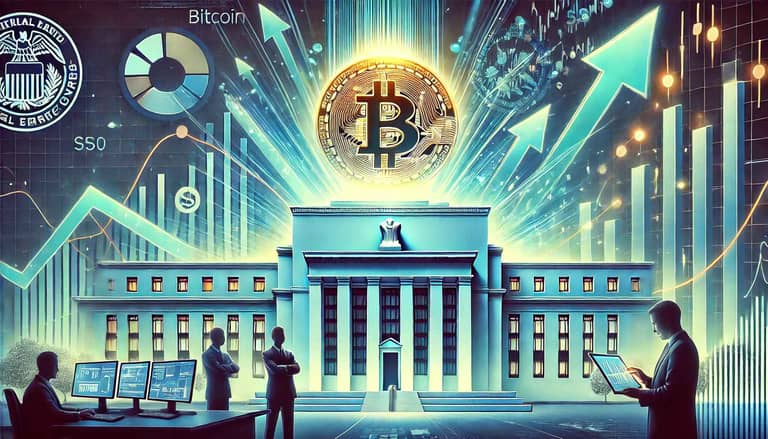 fed, bitcoin, rostoucí graf,