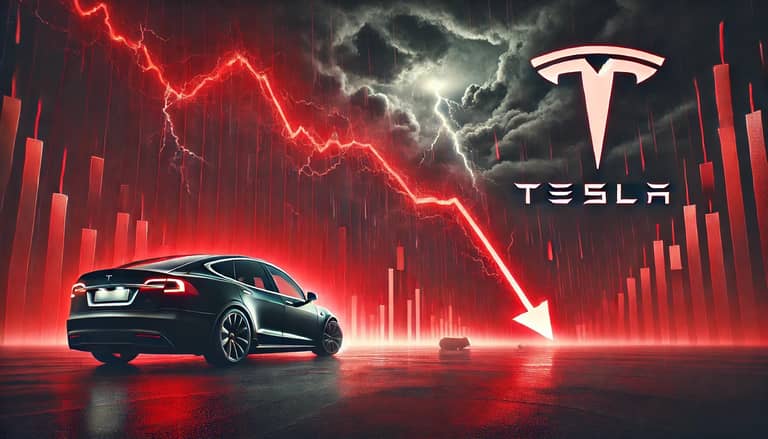 tesla pokles propad akcie dalle