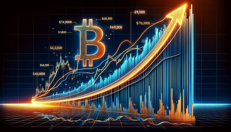 Bitcoin roste nad 69 000 dolarů (DALL)