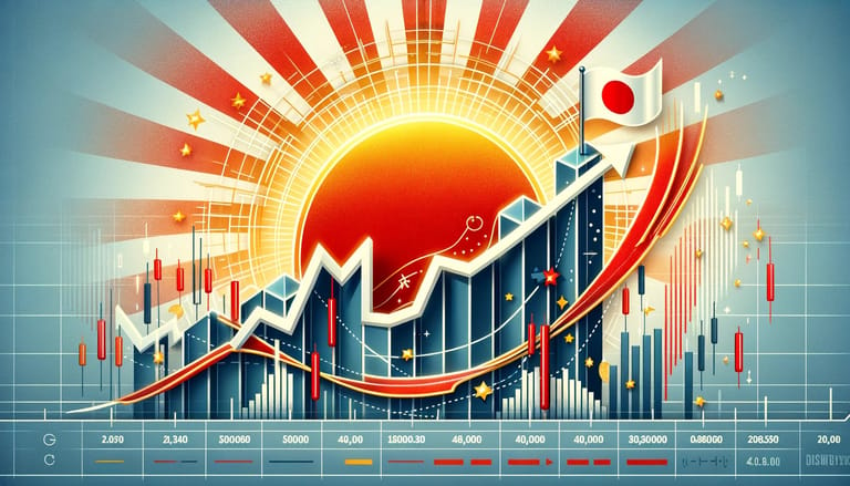 graf indexu nikkei s japonskou vlajkou