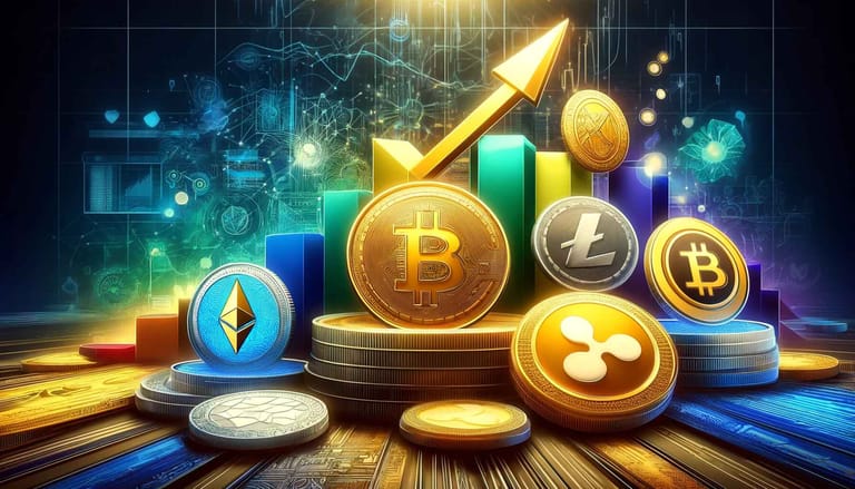 mince, krypto, graf, altcoiny, dalle