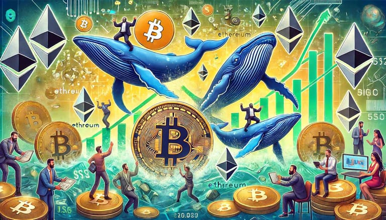 mince, velryby, ethereum, bitcoin, obchodnici