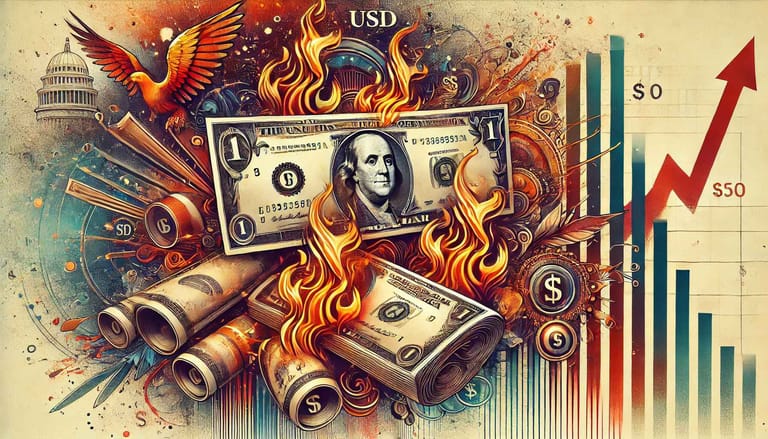 inflace usd dolary bankovky oheň dalle