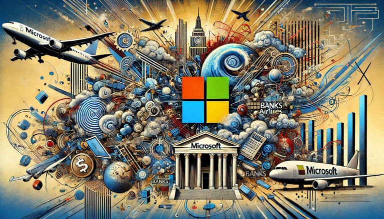 microsoft, banky, letadla, chaos