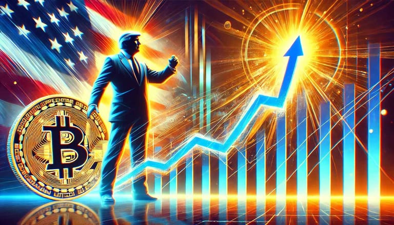 trump, bitcoin, mince, vlajka, rostoucí graf