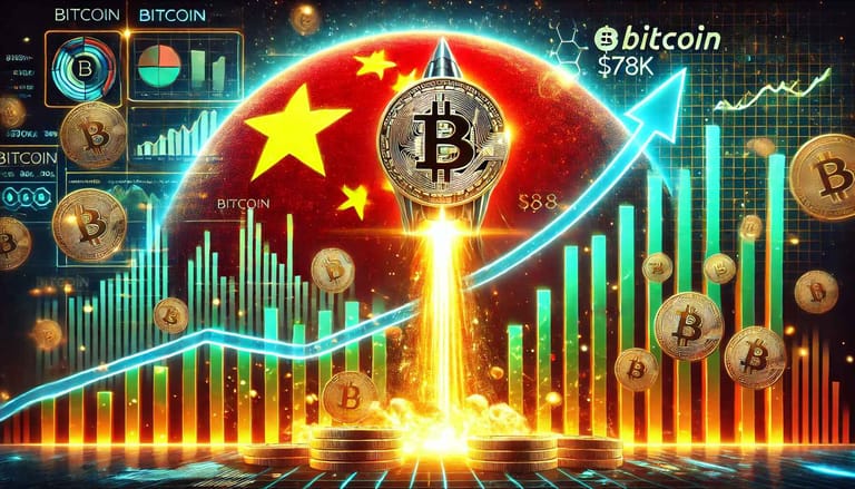čína, bitcoin, raketa, stoupající graf