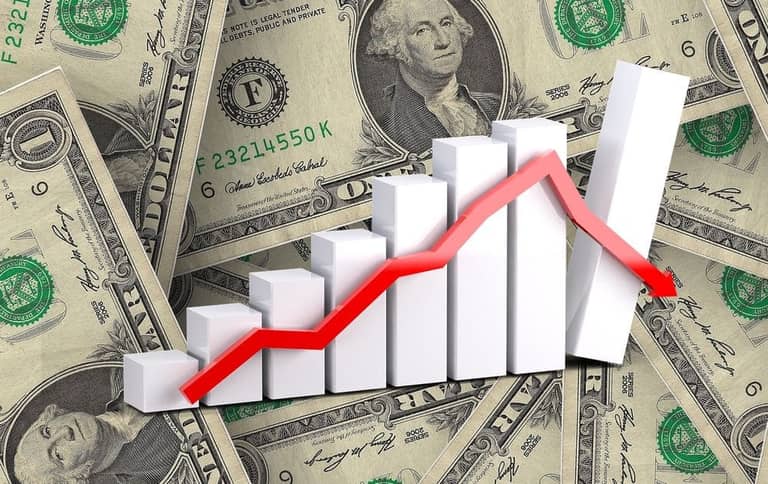 dollar peníze money graf dolu down
