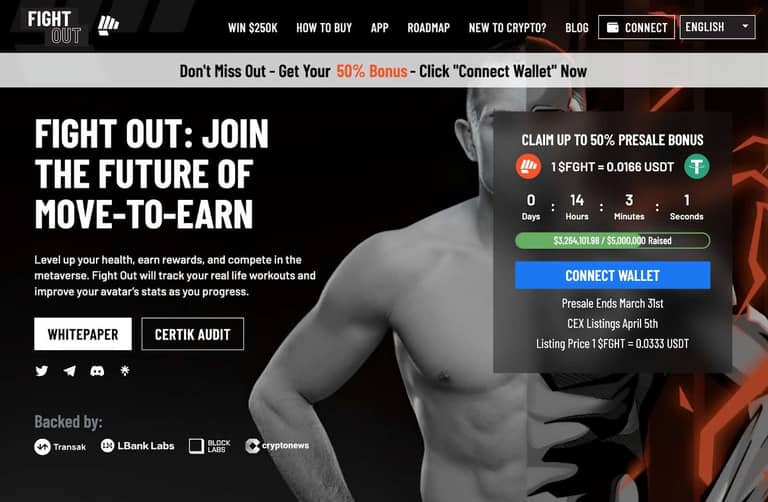 Krypto projekt typu M2E FightOut vybral více než 3 miliony USD v předprodeji – ke zvýšení ceny dojde za pár hodin
