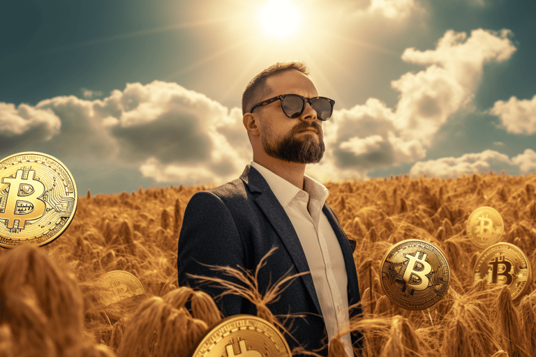 bitcoin pole sklizeň obchodník slunce zlato