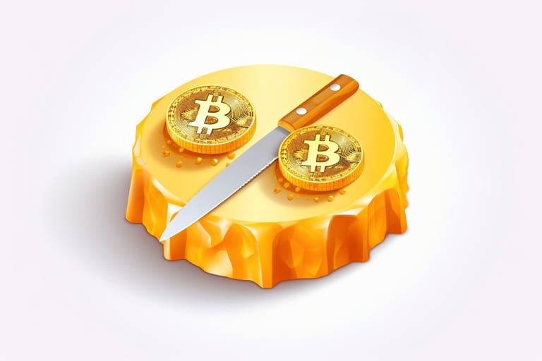 bitcoin halving oslava dort zlato řez logo