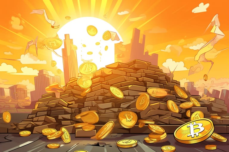tokeny bitcoin zaplava exploze slunce usvit zlato burza prodej