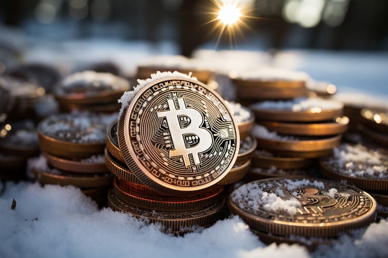 bitcoin cena kurz sníh led zamrzl