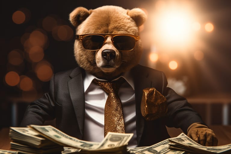 medvěd akcie peníze strach investice