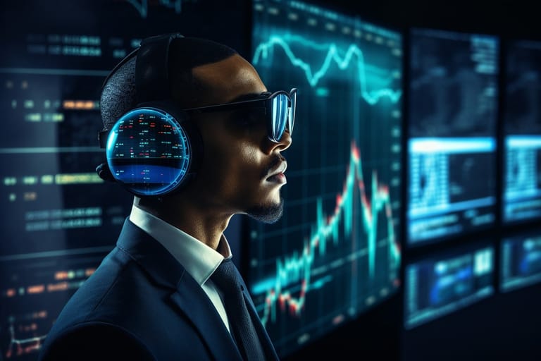 trading graf budoucnost analýza virtuální realita brýle obchodník