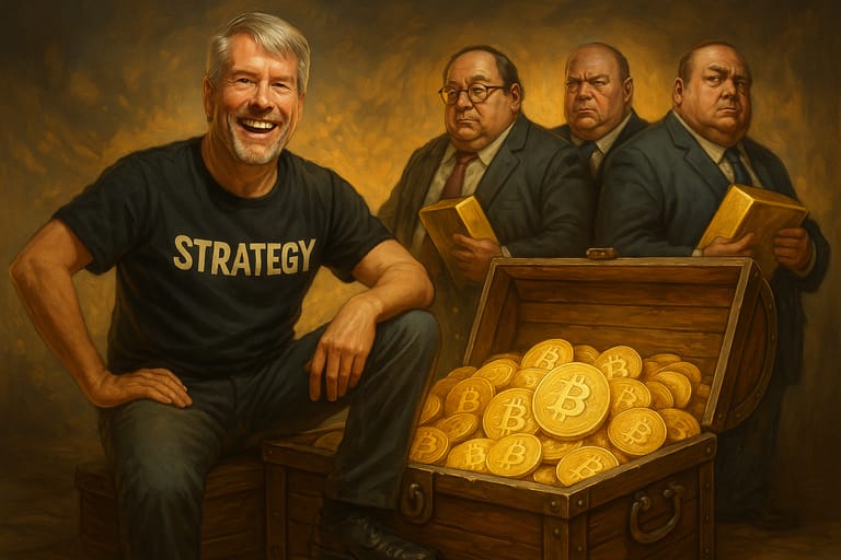 saylor, btc, strategy, poklad, zlato