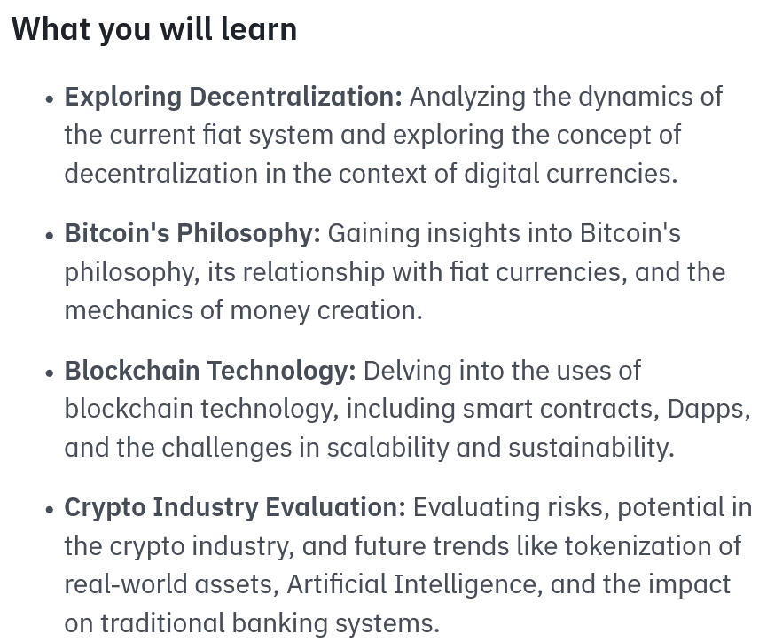 Co se v kurzu Digital Assets and Blockchain Industry naučíte. Zdroj: binance.com