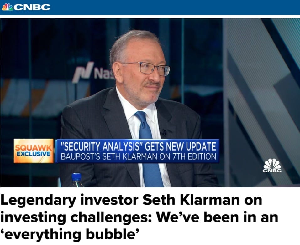 Seth Klarman popisuje bublinu všeho pro CNBC, zdroj: cnbc.com 