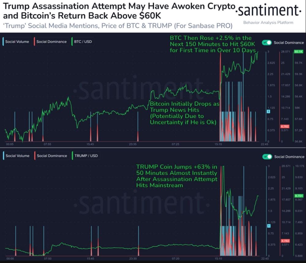 Tržní data BTC a TRUMP coinu