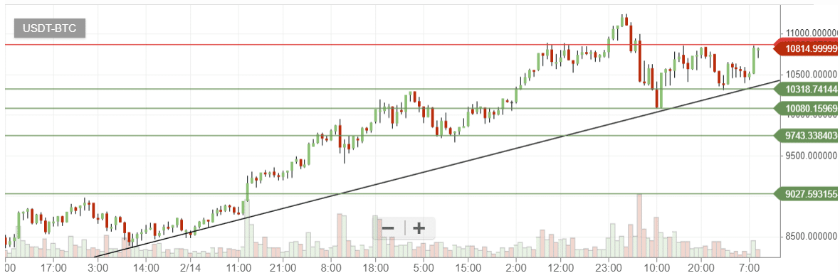 Bittrex BTC/USD 1h graf