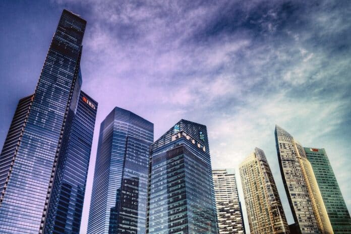 banky budovy obchod finanční centrum banka kryptoměny fed