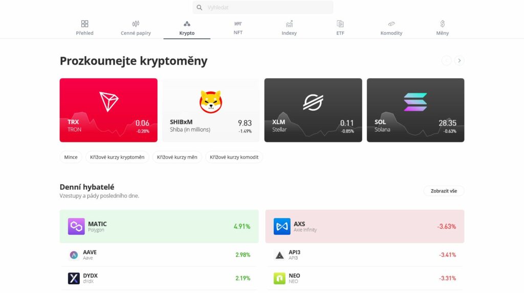eToro platforma