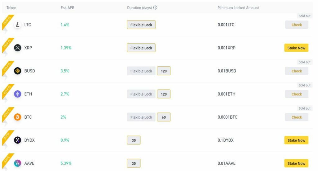 Binance staking