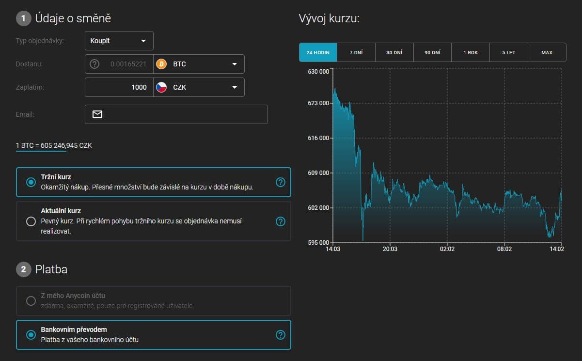 Jak koupit bitcoin na anycoin