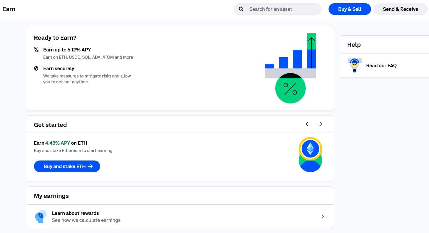 Coinbase Earn umožňuje staking a yield farming