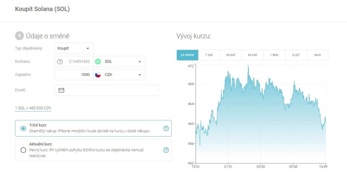 Jak koupit Solana na Anycoin