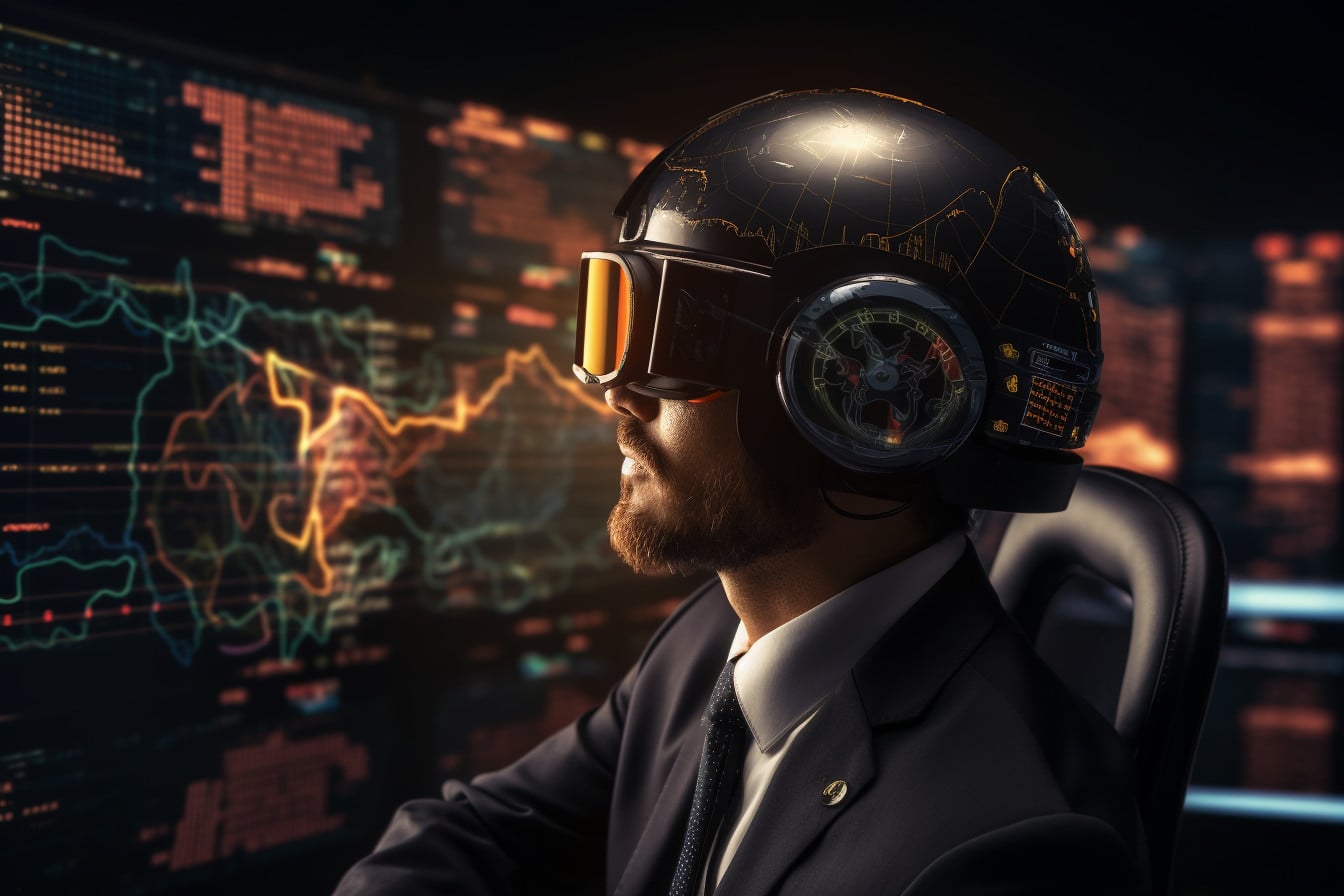 trading graf budoucnost analýza virtuální realita brýle obchodník