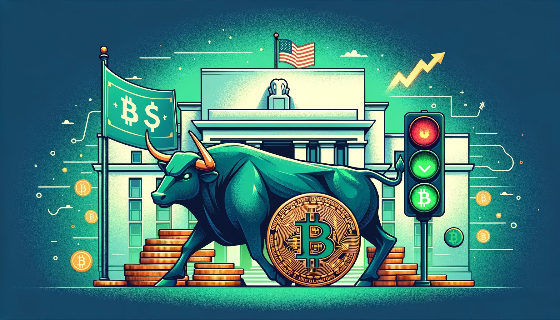 býk, fed, semafor, sazby, bitcoin