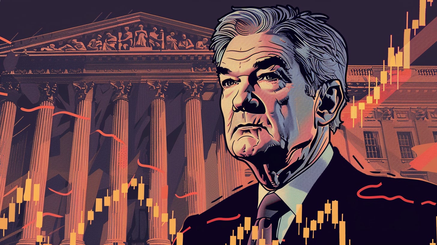 Jerome Powell Fed sazba inflace data graf dolar usd bitcoin cena propad