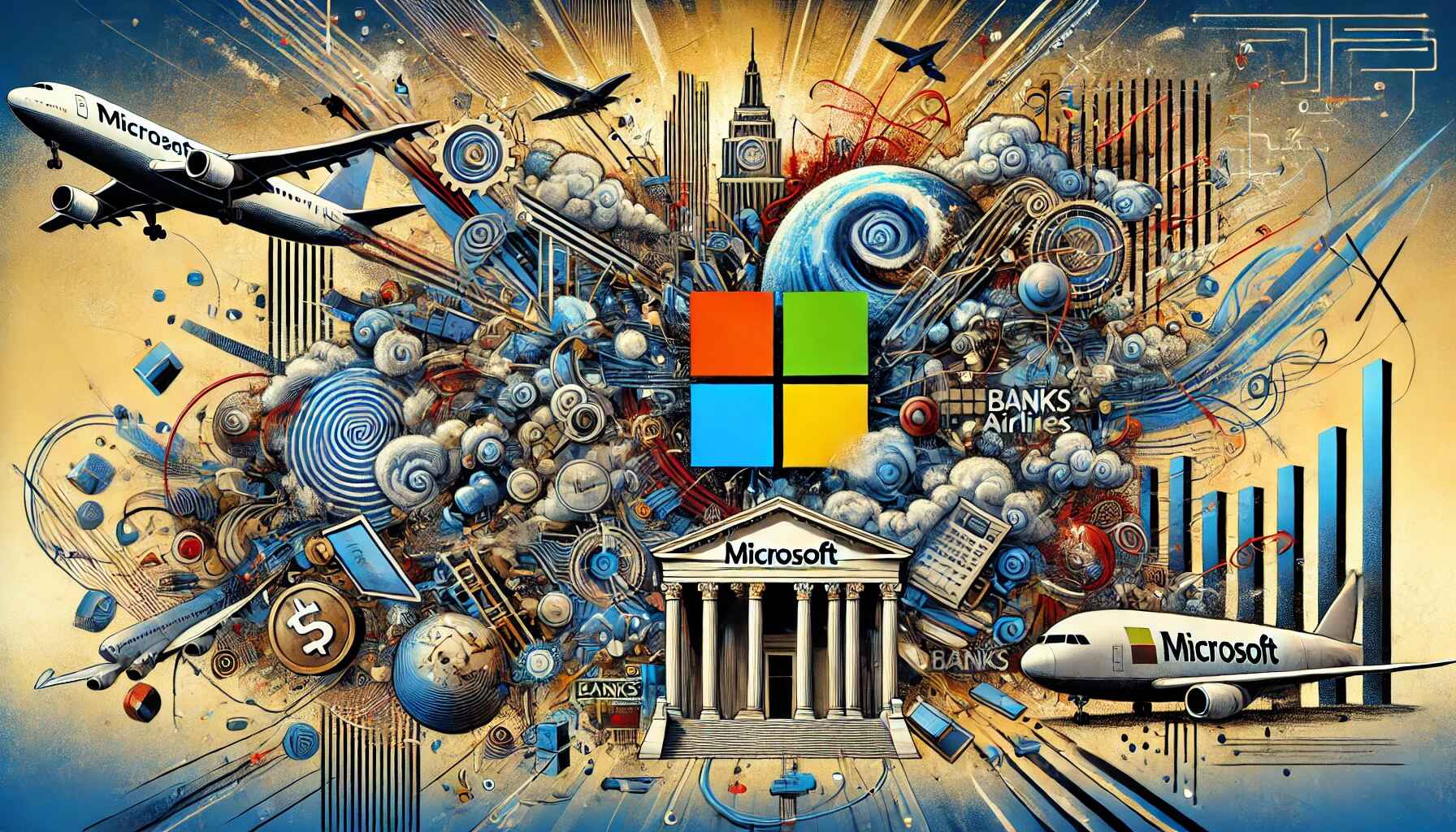 microsoft, banky, letadla, chaos